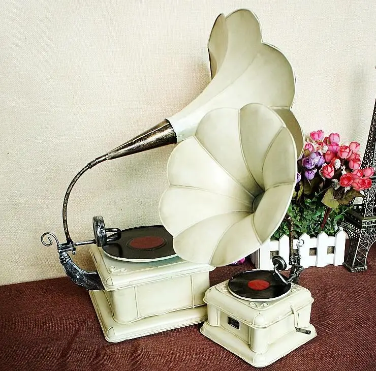 3 размера Белый Ретро Железный фонограф модельные металлические изделия