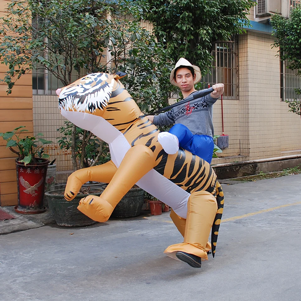 Новый взрослый надувной костюм тигра для костюмированной вечеринки животного из