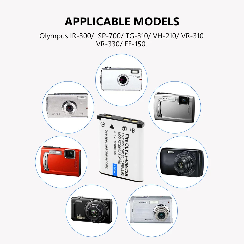 YCDC 4 шт./лот Li 40B/42B 39 5x30 7x5 8 мм 1200 мАч аккумуляторные батареи для Olympus|Цифровые