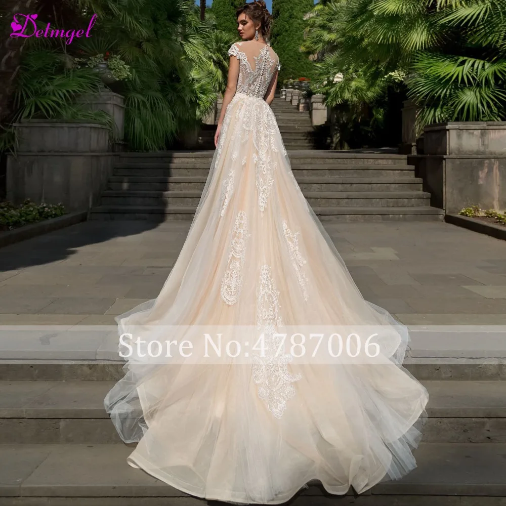 Detmgel Vestido de Noiva свадебное платье с аппликацией и рукавами-крылышками русалочкой 2020