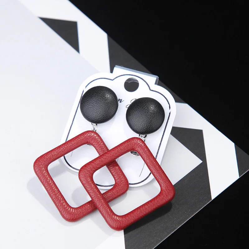 Женские Геометрические серьги подвески из искусственной кожи в стиле панк