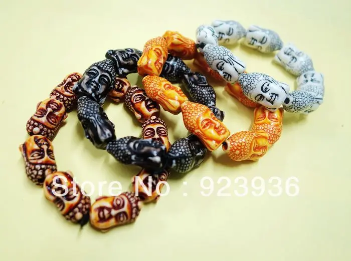 4 шт. амулет с головой Будды яка Смешанный Красочный крутой мужской браслет