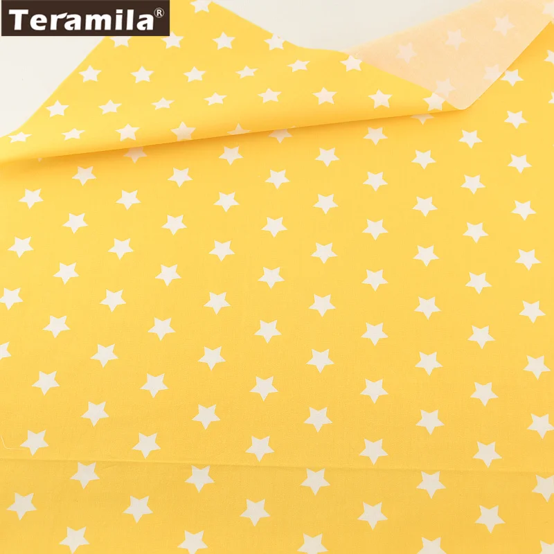 Patchwork Quilting Cotton Fabric Print Star Designs Yellow Twill Fat Quarter Home Textile TERAMILA Material Bed Sheet Tecido|fat quarters|design