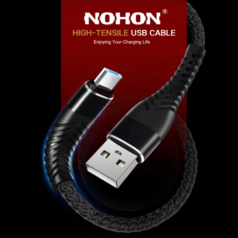 NOHON 3M 2M 1M 0 2 M высокопрочный микро USB кабель для Samsung Huawei Xiaomi LG Быстрая зарядка