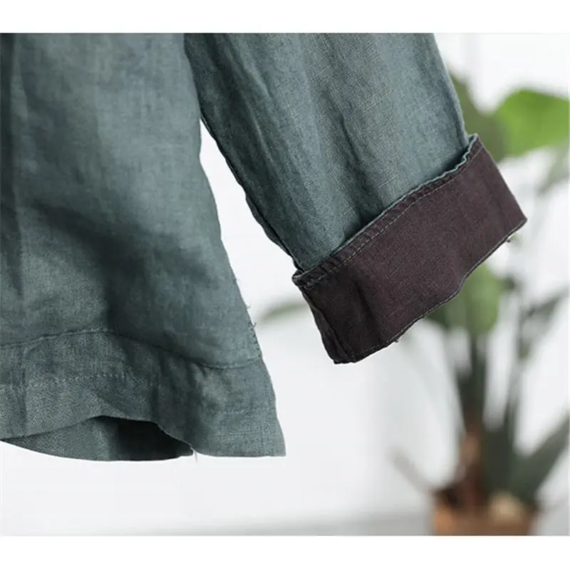 Свободный Повседневный льняной пиджак в стиле ретро приталенный с лацканами