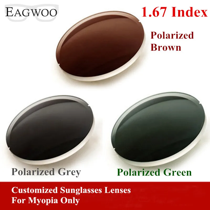 

Eagwo 1.67 Index Prescription Sunglasses Polarized Lenses Grey Brown Green Sunglasses Lens for Myopia Anti UV Anti Glare 167