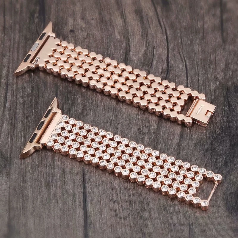 Ремешок для часов Apple Watch Series 4 5 44 мм 40 со стразами из нержавеющей стали iWatch 3 2 1 42 38 |