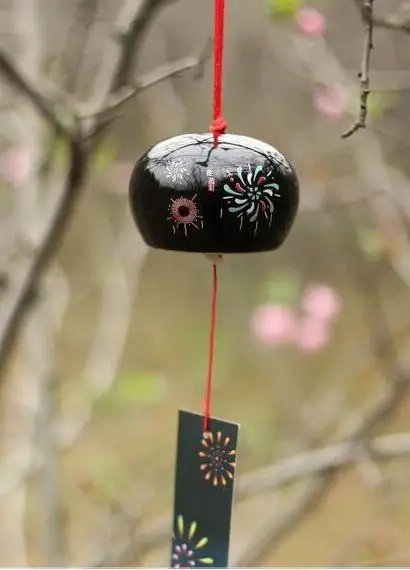 black fireworks Японские керамические колокольчики для сада, подвесные украшения для дома, украшения для дома, подарки - Цвет: black fireworks