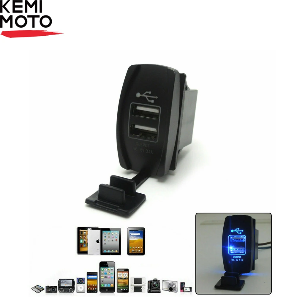 12-24V Синий светодиодный USB зарядное устройство подсветка кулисный переключатель для Polaris RZR Ranger 900 1000 RZR900 для John Deere Gator XUV для Kawasaki