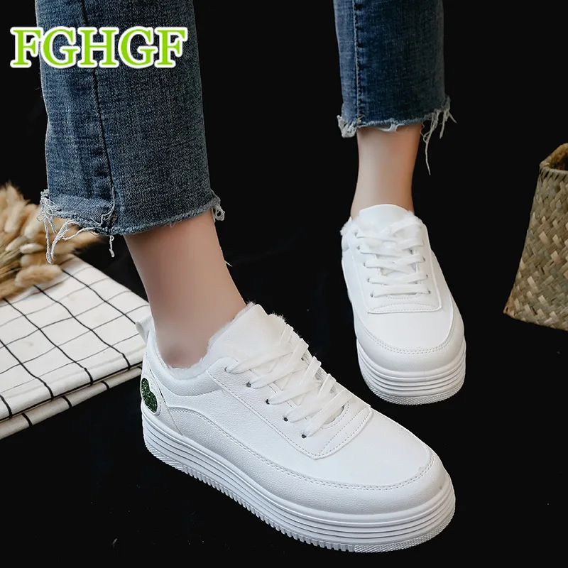 Женские зимние ботинки кроссовки мех 2019 теплая хлопковая обувь на зиму Женская