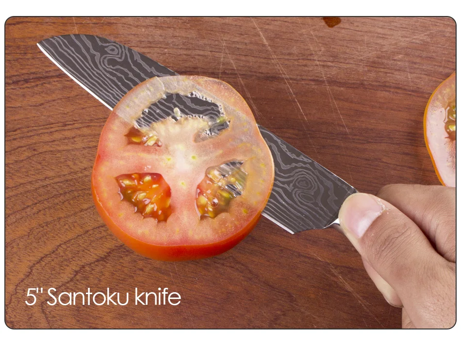 4 в 1 высокое качество поварские Ножи Имитация дамасской стали Santoku кухонные ножи острые фрукты овощи мясо кухонные ножи