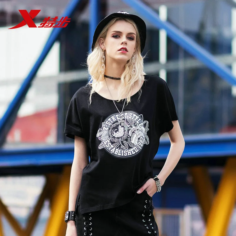 Xtep футболка с коротким рукавом женская Свободная большого размера Женская для