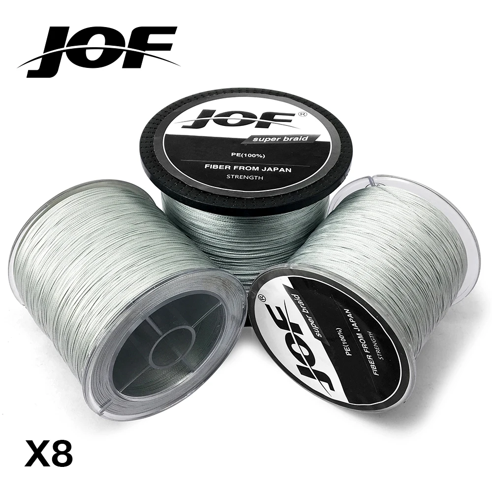 JOF плетеная леска 8 прядей серый 100 м 150 300 500 1000 Морской рыболовный шнур linha multifilamento