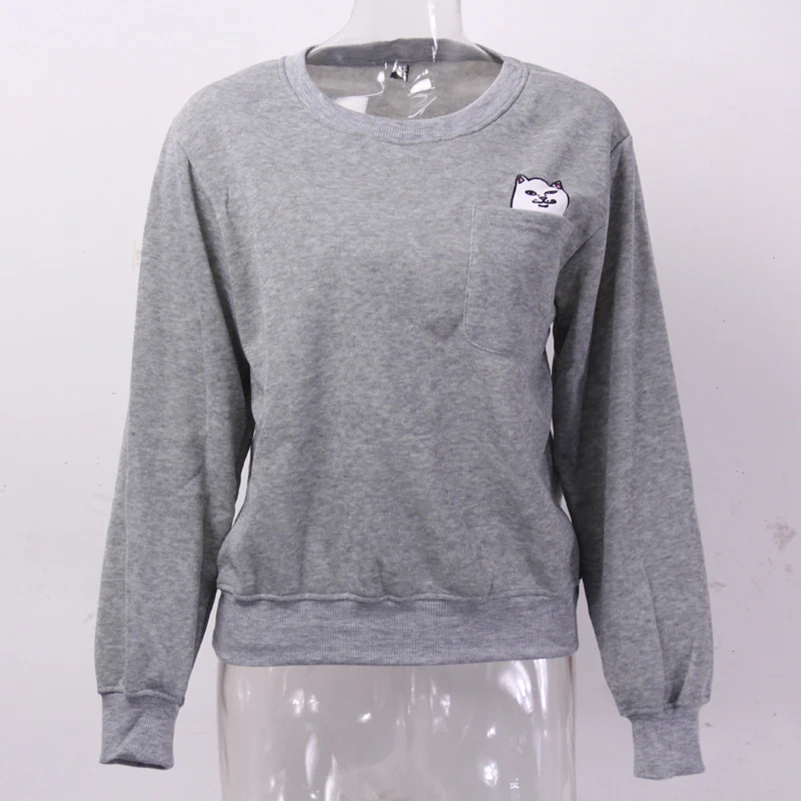 Cat Покемон толстовки для женщин Большие размеры с длинными рукавами хлопковый