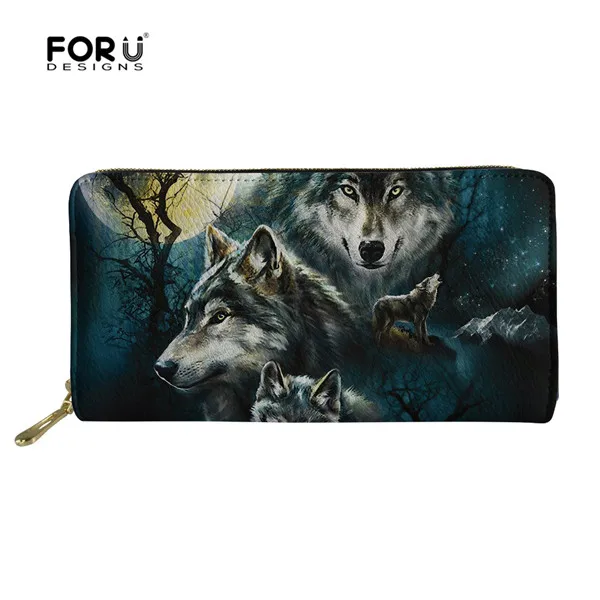 FORUDESIGNS/3D классный волк узор для мужчин бумажник кожаный водостойкий Кошелек Организатор Женские кошельки монеты хранения мешок денег - Цвет: H5718Z21