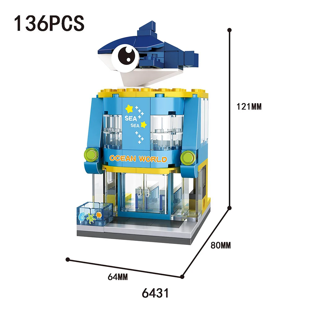 Строительные блоки мини Модель &quotулица&quot магазин городской серии детские