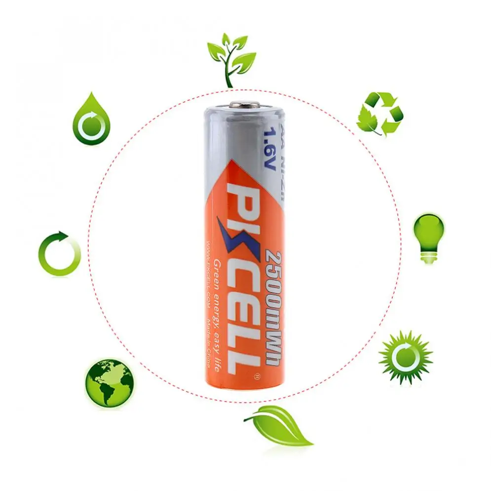 4 шт./лот PKCELL 2500mWh 1,6 V Ni-Zn AA Аккумуляторная батарея с защитой от перегрузки по току для игрушек/цифровой камеры/MP4