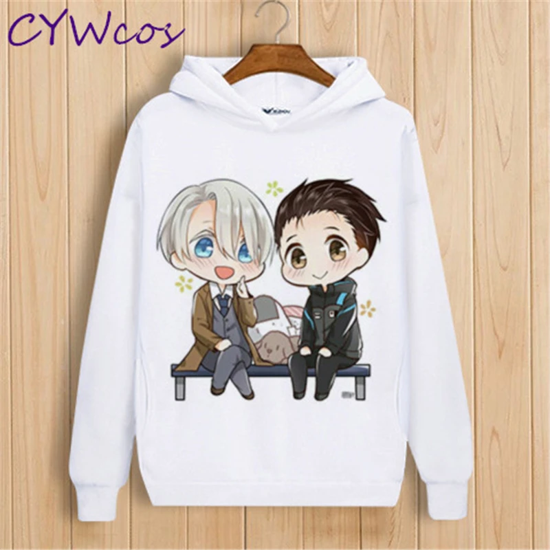 Аниме Юри! На ICE Yuri Katsuki Victor Nikiforov Plisetsky куртка с капюшоном Косплей толстовки