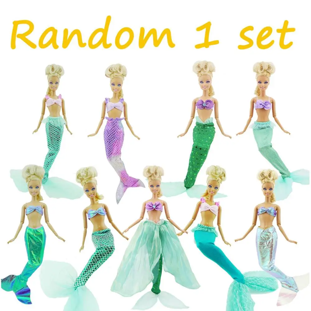 Random 1 Set Кукла интимные аксессуары сказка комплект Русалка копия для принцессы в стиле Ариель Топы корректирующие рыбий хвост Вечерние партии бальное платье Одежда для куклы Барби - Цвет: Random 1 Set