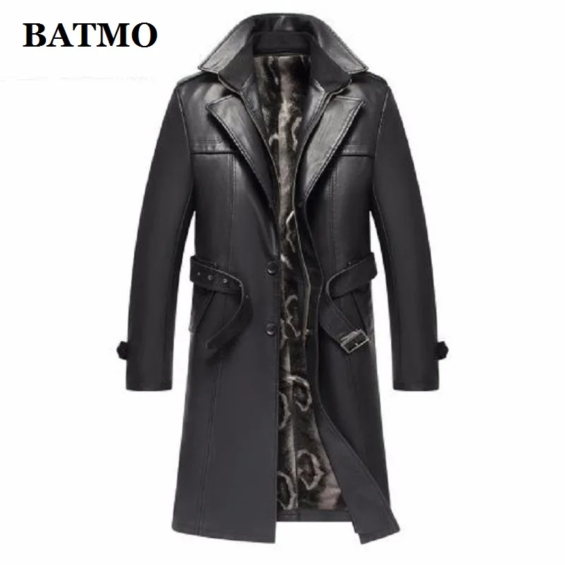 Batmo Новое поступление осенне-зимнее толстое Мужское пальто из натуральной кожи, кожаная мужская куртка, большие размеры S-5XL