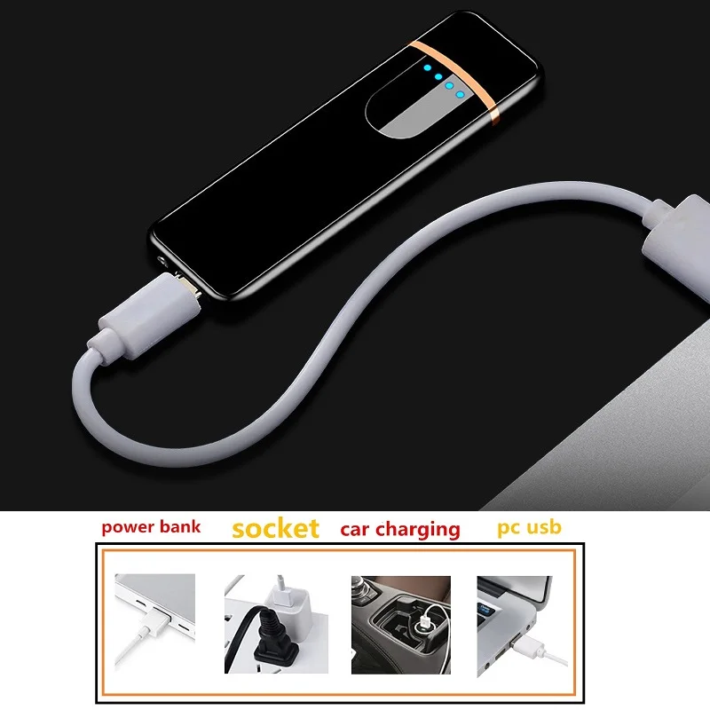 Двойная дуговая электронная USB Зажигалка, сенсорная Индукционная перезаряжаемая зажигалка, ветрозащитные зажигалки, аксессуары для курения, мужские подарки