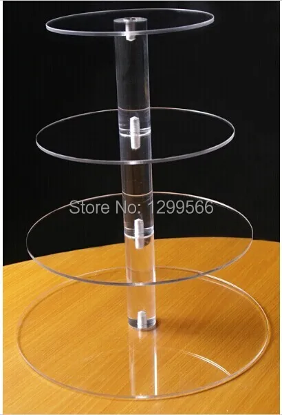 Лидер продаж 4 ярусная прозрачная круглая акриловая витрина для кексов стойка