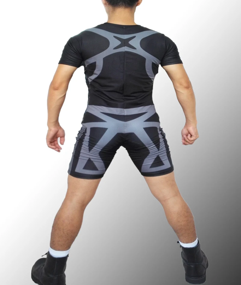 Сексуальный мужской костюм X Man с широкой молнией спортивный для быстрого бега