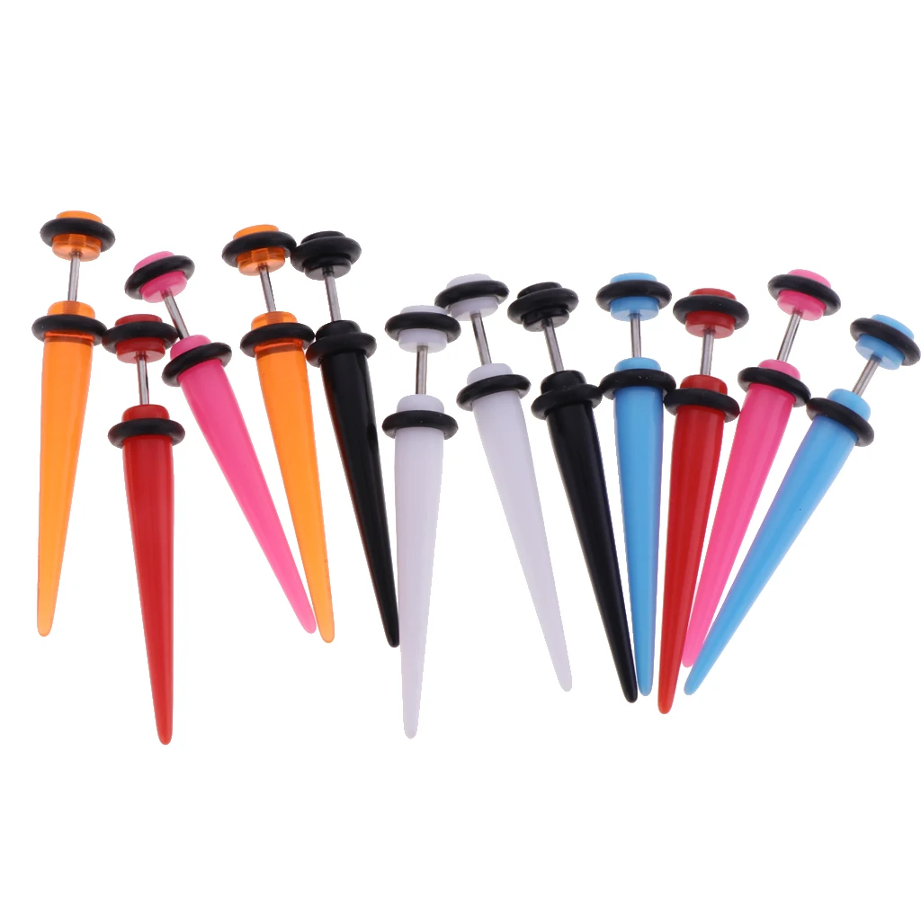 6 Pairs Assorted Acrylic Fake Tapers Earrings Set Stainless Steel Stud Illusion Cheater Faux Gauges Jewelry | Украшения и