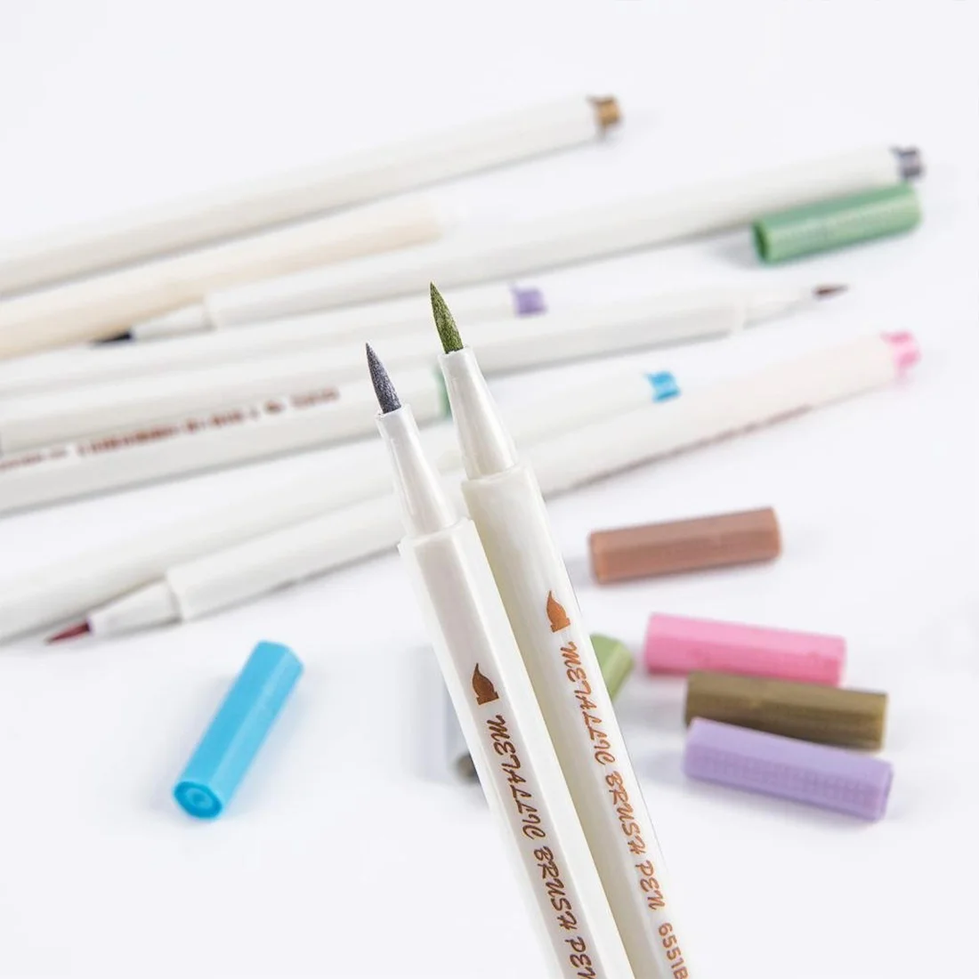 10 Colors Calligraphy Brush Lettering Pen Metallic Color Painting Marker for Card Making DIY Photo Album
