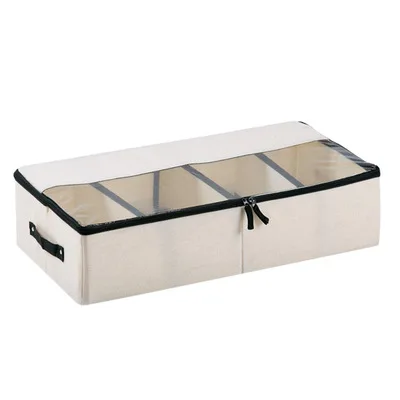 Beige Коробка для хранения органайзеры шкаф сумка свитер футболка коробка для хранения обуви для обуви и одежды одеяло дышащий прочный контейнер под кровать - Цвет: Beige