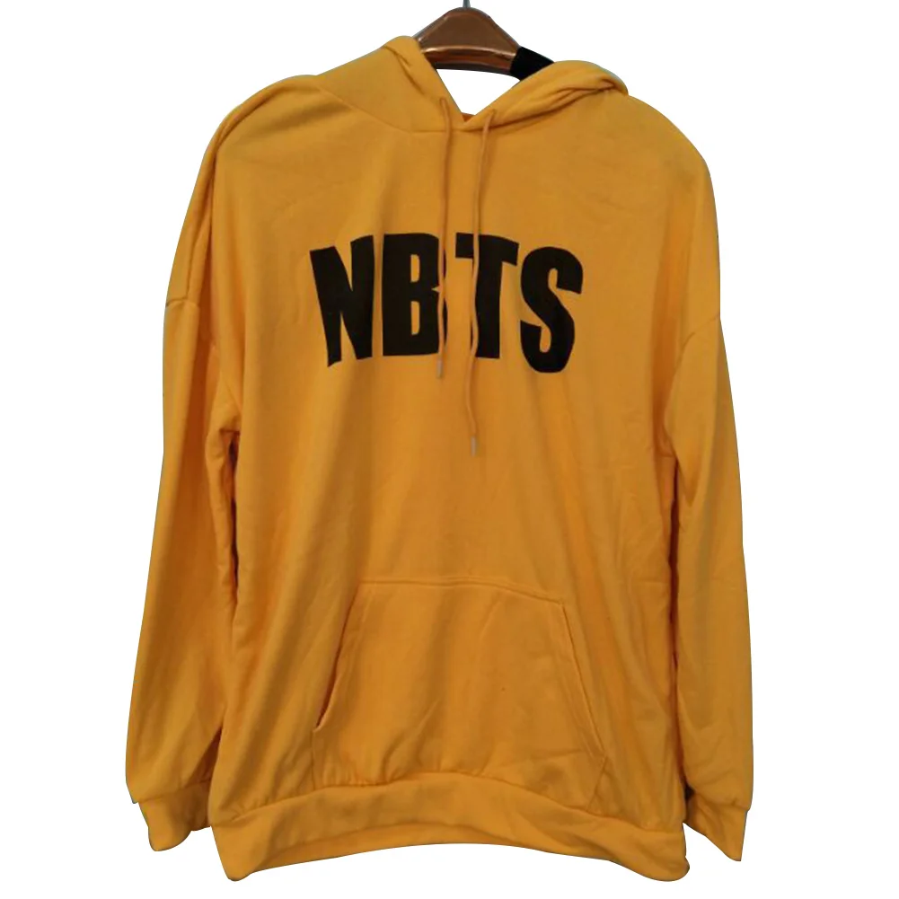 Женская Повседневная печать с длинным рукавом Drawstring Loose Hoodie пуловер капюшоном