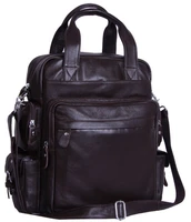 free ship wholesale retail new multi function men black coffee real leather backpack sling bag shoulder bag travel bag m155