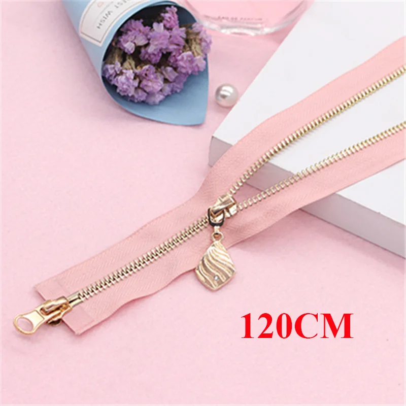 pink 120cm Meetee 5#70-120 см металлическая молния двойной ползунок открывающийся Декор молния для DIY швейная одежда пальто куртка ремесла аксессуары AP543 - Цвет: pink 120cm