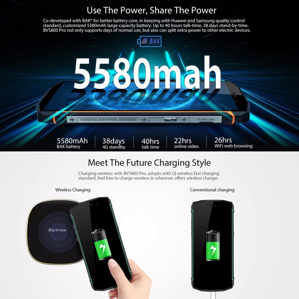 Blackview BV5800 Pro смартфон IP68 Водонепроницаемый 5 &quot18:9 HD + Android 8 1 мобильный телефон с