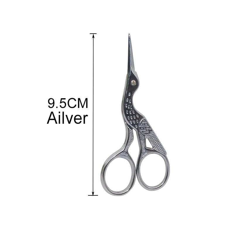 9.5 cm - silver 1 шт./партия, прочные винтажные классические маникюрные ножницы из нержавеющей стали, ножницы для птиц, инструменты для укладки - Цвет: 9.5 cm - silver
