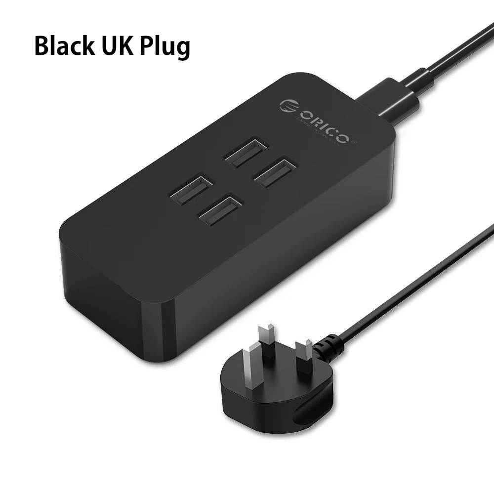 Black UK ORICO DCV-4U 4 PortsUSB зарядное устройство мини умное зарядное устройство 5V2. 4A* 4 макс. Выход 20 Вт настольное зарядное устройство US/EU/UK/AU - Тип штекера: Black UK