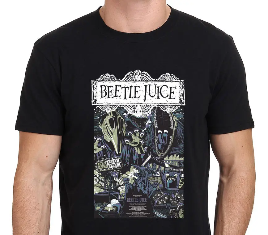 BEETLEJUICE Art винтажные наклейки ФИЛЬМ смешная ужасная Футболка размер S to xxxlфутболка