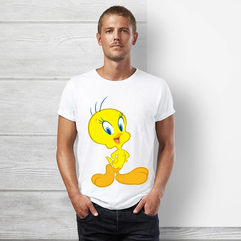 6 Seestern мультфильм Looney Tunes птичка Твити футболка для мужчин с коротким рукавом лето хип хоп топы забавная Милая птица Студенческая футболка - Цвет: 6