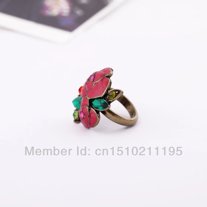 Женское кольцо с красными цветами|jewelry women rings|women ringsflower jewelry |