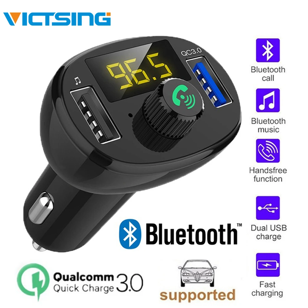 VicTsing беспроводной Bluetooth Автомобильный fm-передатчик радио Hands-Free автомобильный комплект двойное зарядное устройство USB QC3.0 модуль быстрой зарядки 5 В/3 А