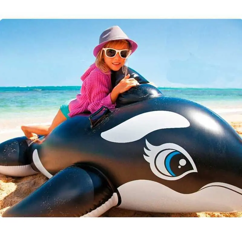 193x119 см Intex Whale Ride On гигантское черное надувное кольцо для плавания в бассейне с