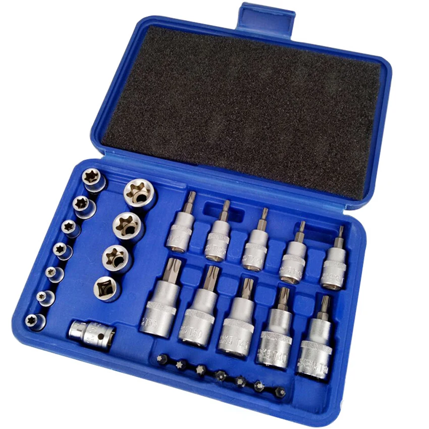 30PCS/Set Mechanics Tools Set Chromium-vanadium Steel Wrench Sleeve Female &amp Male Torx Sockets Auto Car Repair Tool Kit | Инструменты