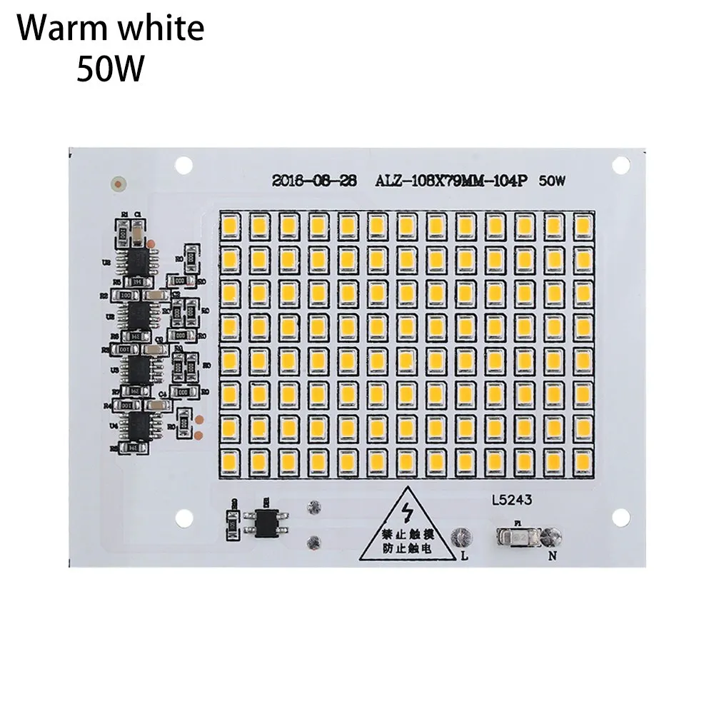 50W warm white 1 шт. светодиодный лампы SMD2835 чип бусины умная ИС(интеграционная схема) 220V Вход мощностью 10 Вт, 20 Вт, 30 Вт, 50 Вт 100 вт DIY для приготовления пищи на воздухе прожектор холодный белый/теплый белый/белый - Испускаемый цвет: 50W warm white