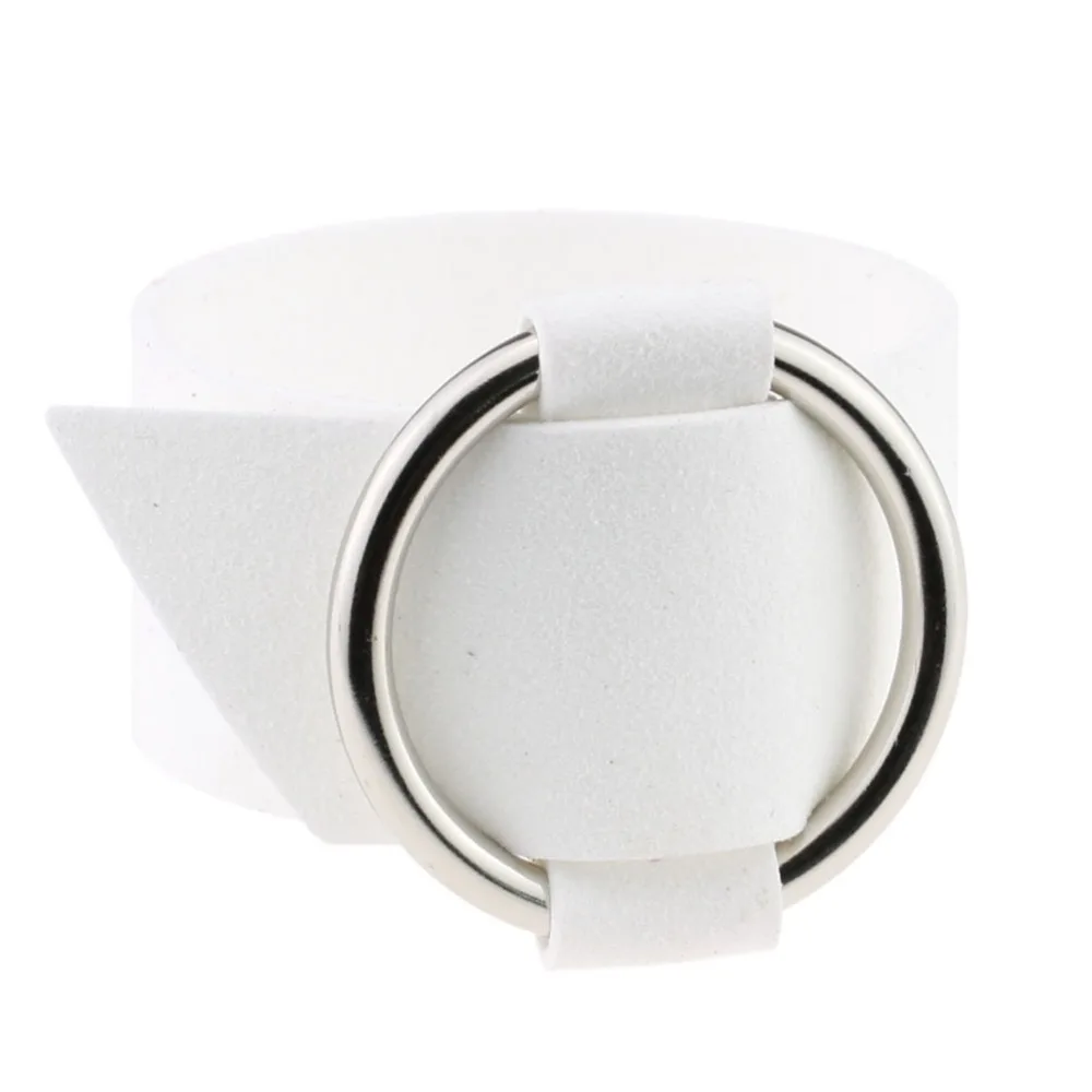 Женский кожаный браслет в стиле панк винтажный на запястье с большими кольцами