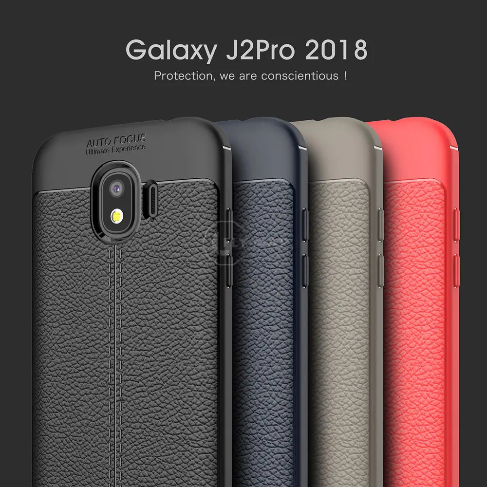 Soft Cover for Samsung Galaxy J2 Pro 2018 J250 J250F/DS Litchi Leather Grained Silicon Phone Case SM-J250 SM-J250F/DS TPU |