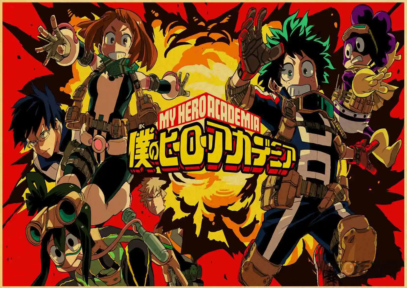 T003 My Hero плакат Academia коричневая печать на крафтовой бумаге настенная живопись Винтажный стиль аниме Ретро плакат Наклейка на стену - Цвет: T003