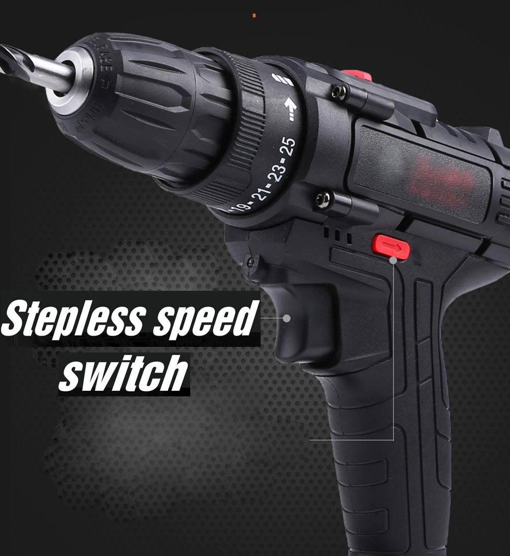 36V 50Nm 25-speed крутящий момент двойной скорости бесщеточный беспроводной электродрель отвертка молоток светодиодный освещение