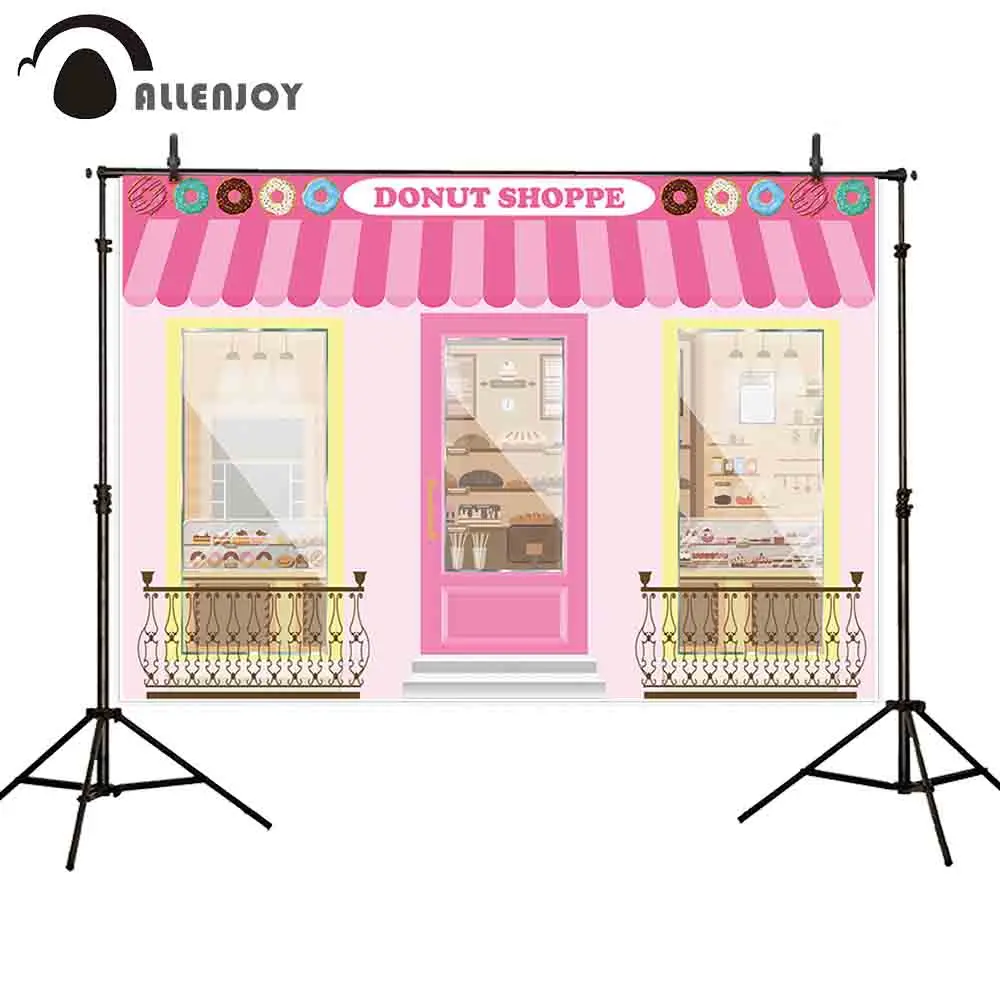 Allenjoy фото Фотофон розовый пончик шопп мультфильм дверь девушка день рождения фон