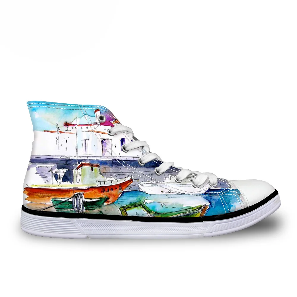 WHEREISART/высокая женская Вулканизированная обувь с 3D принтом Осенние повседневные