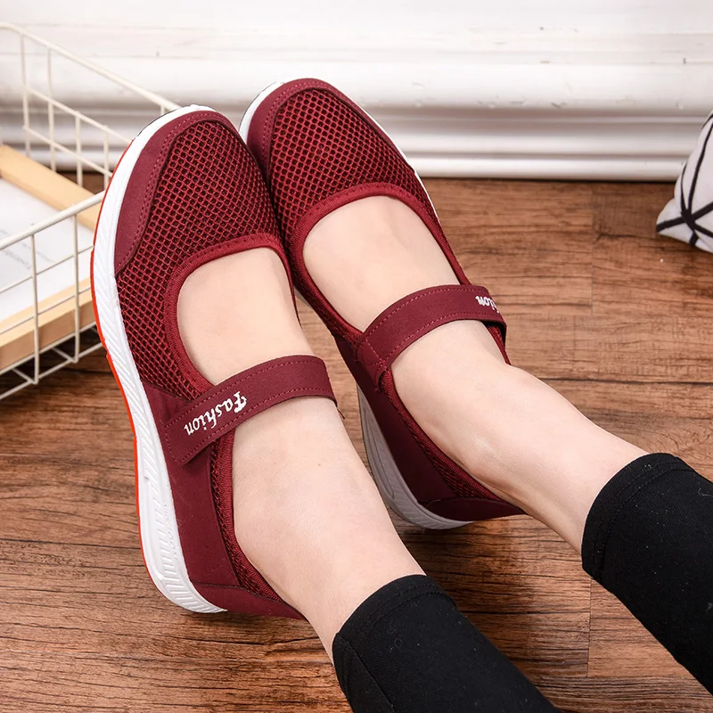 Женские туфли на плоской подошве из сетчатого дышащего материала|Обувь без